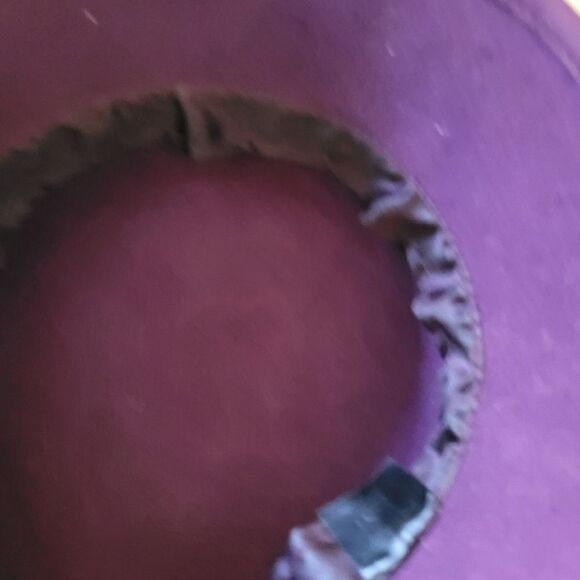 SOMETHING Special Brim Flower Beaded Hat purple wool felt Cloche Dressy - Picture 9 of 9